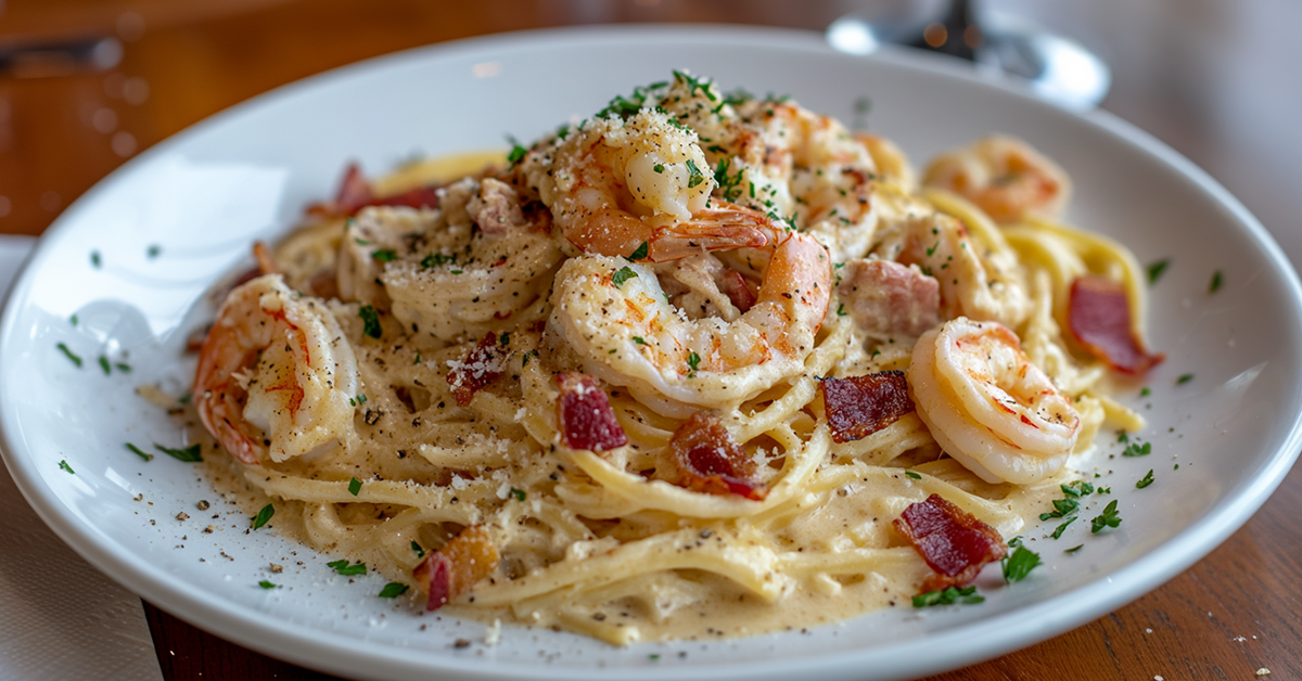 Chicken and Shrimp Carbonara